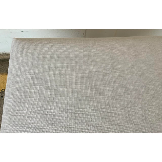 Worlds Away Worlds Away Organic Modern White Linen Fergie Stool For Sale - Image 4 of 5