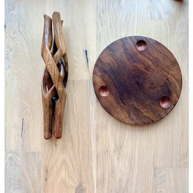 Hand-Carved African Sculptural Side Table With Twisted Wood Base For Sale - Image 4 of 8