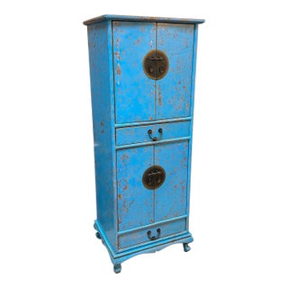 Chinese Inspired Cerulean Wedding Cabinet For Sale