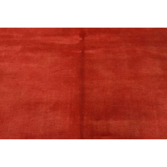 Solid Red Rug 6’3” X 10’5” Wool Contemporary Hand-Knotted Carpet For Sale In Philadelphia - Image 6 of 13