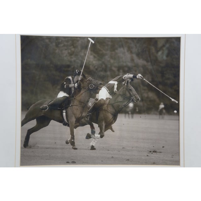 Trowbridge Black & White Polo Players Equestrian Horse Photograph Print Burl 25" For Sale - Image 4 of 10