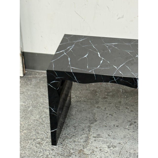 Made Goods Foster Faux Marble Lacquered Bench/Side Table For Sale - Image 11 of 12