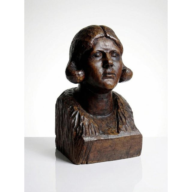 Large Bust of a Woman Carved with a Gouge, 19th Century, Wood For Sale - Image 17 of 17