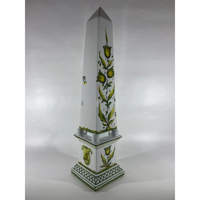 Vintage Italian Ceramic Painted Obelisk For Sale - Image 4 of 7