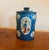 Vintage Blue Chinoiserie Tole Tea Canister With Hand-Painted Figural Scenes For Sale - Image 4 of 6