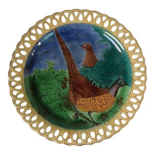 Late 19th Century Victorian Wedgwood Majolica Pheasant Plate For Sale