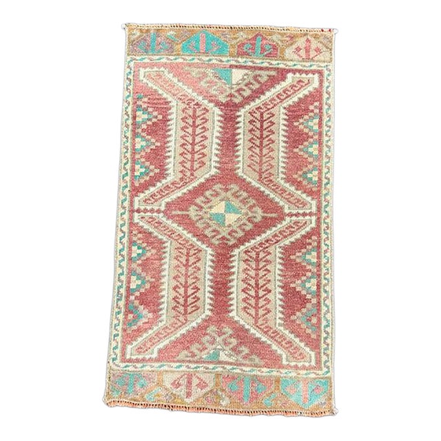 Turkish Mini Rug Oriental Hand Knotted Vintage Rug 1'8" x 2'11" #17201 For Sale