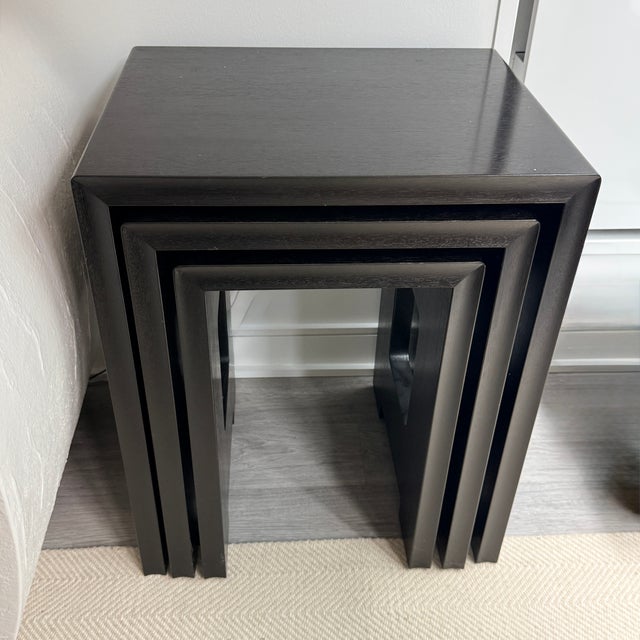Brown Trio of Holly Hunt Modernist Nesting Tables For Sale - Image 8 of 10