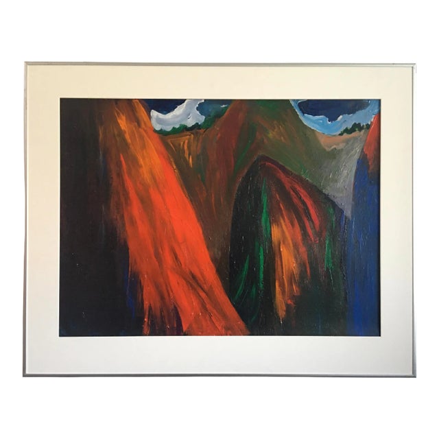 1980s Bruce Klein Abstract Mountain Landscape Painting For Sale