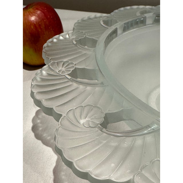 Verlys France Art Deco Centerpiece Bowl | Rare Fern Leaf Satin Glass | 1935 For Sale - Image 9 of 13