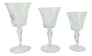 1950s French Saint Louis Crystal Set of 12 Glasses Including Red Wine, White Wine, Water Glass