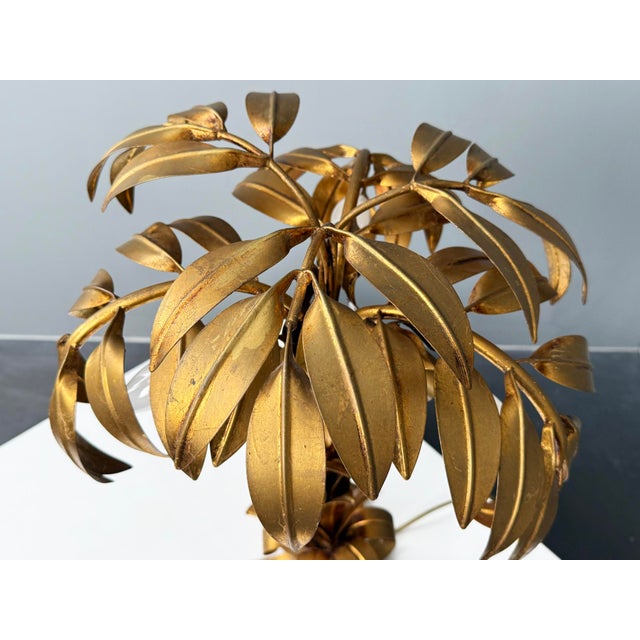 Metal Gold-Plated Palm Tree Table Lamp by Hans Kögl, Germany, 1970s For Sale - Image 7 of 10