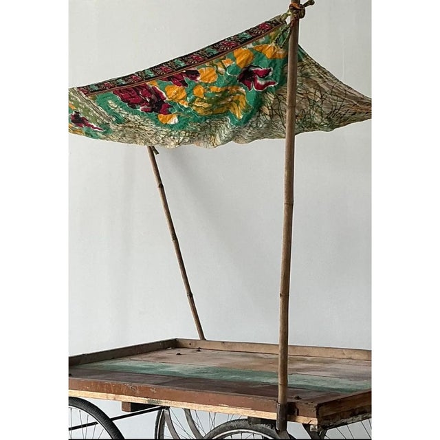 Wood Vintage Wooden Market Cart With Fabric Canopy For Sale - Image 7 of 12