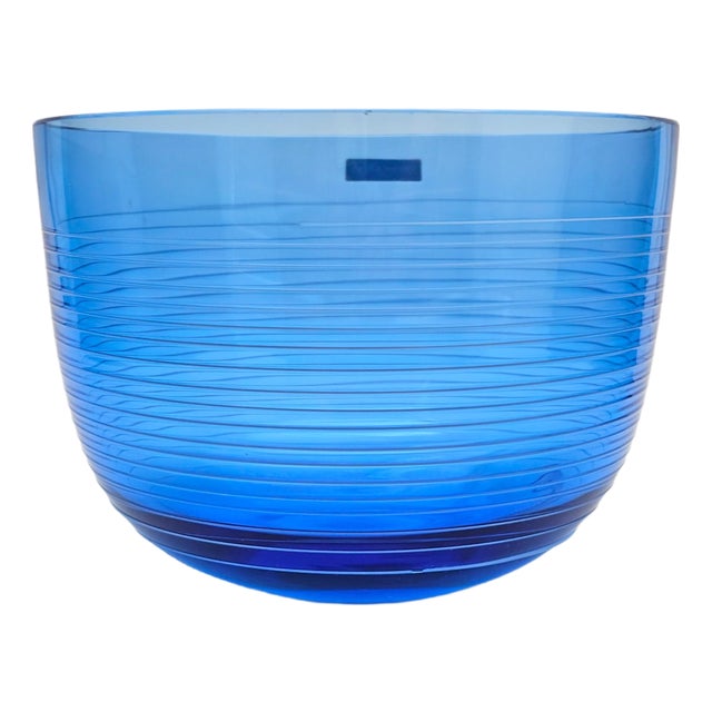 Villeroy & Boch Conga White Swirl Cobalt Crystal Centerpiece Bowl 8.75" For Sale
