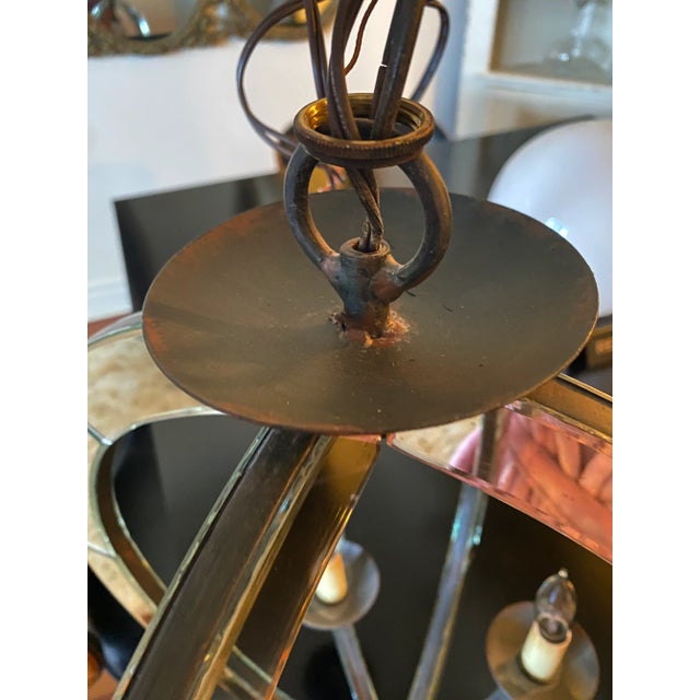 Silver Contemporary Currey & Company Italian Style Astrolabe Glass Light Fixture Chandelier For Sale - Image 8 of 10