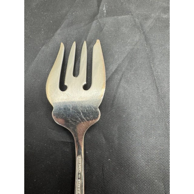 The Stieff Co. Antique Stieff Rose Sterling Silver Salad Forks Repousse Monogrammed - Set of 12 For Sale - Image 4 of 10