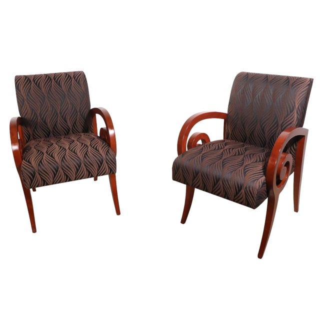 Pr. Decorative Scroll Arm Chairs by Bonaventure Furniture Industries For Sale - Image 9 of 13