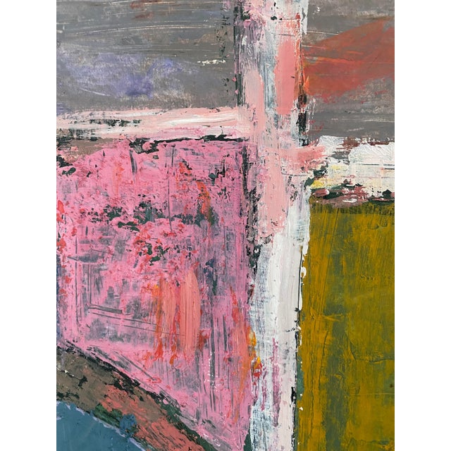 1960s Relocation Super Sale! Colorful Abstract Oil Painting on Paper by Martin Rosenthal For Sale - Image 5 of 7