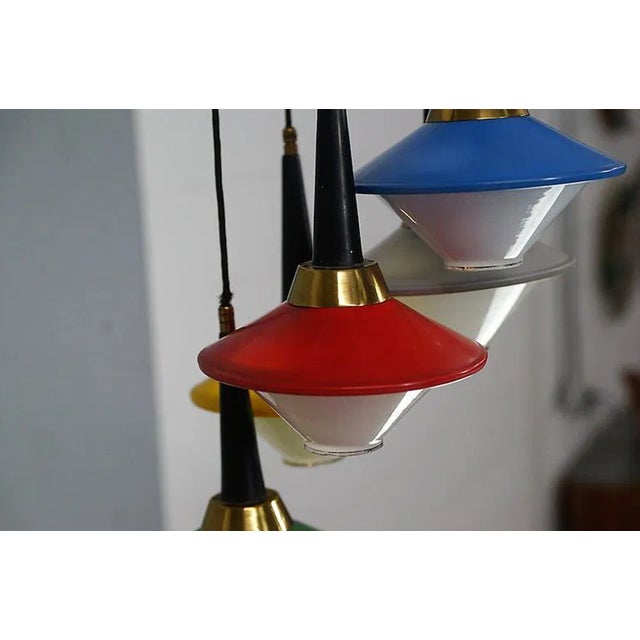 1950s Vintage Italian Mid-Century “Cascade Color” Chandelier — Multicolor Glass, 1950s For Sale - Image 5 of 8