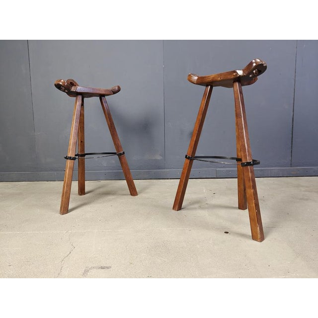 Mid-Century Brutalist Bar Stools, 1960s, Set of 2 For Sale - Image 4 of 6