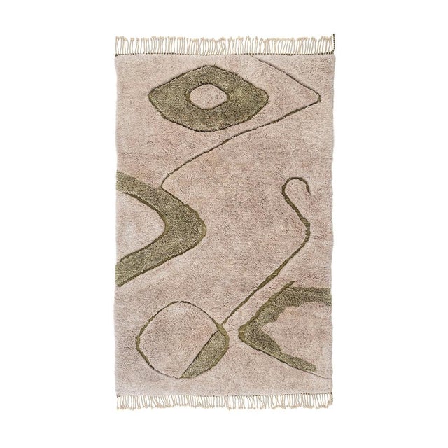 Hand-Knotted Wool Area Rug in Taupe and Olive Green by Holomua For Sale - Image 9 of 9