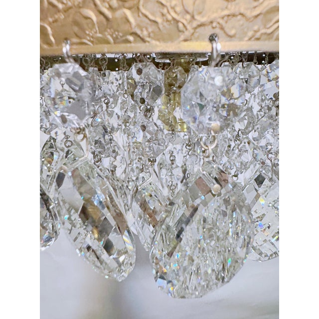 Brass Vintage Italian Basket Chandelier With Ornate Floral Brass Band For Sale - Image 8 of 8