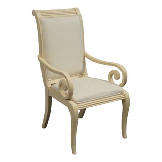 Drexel Heritage Cabochon Collection Contemporary Coastal Style Dining Arm Chair 848-764 - Bleach Sand Finish For Sale