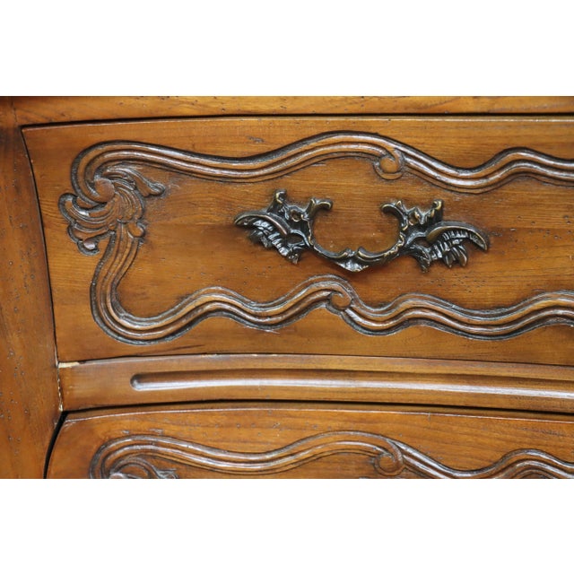 Brown Louis XV Style Cherry Carved Commode For Sale - Image 8 of 9