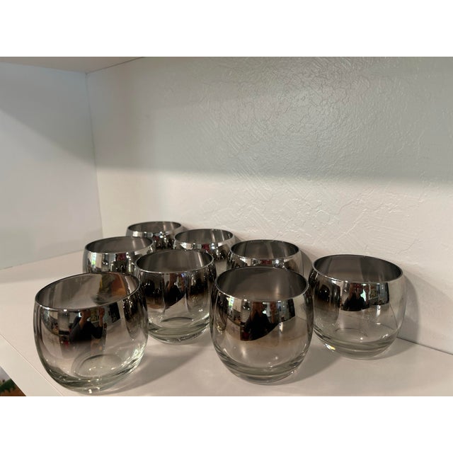 Mid Century Modern Set of 8 Dorothy Thorpe Atomic Roly Poly Glasses With Metal Carrier For Sale - Image 9 of 12