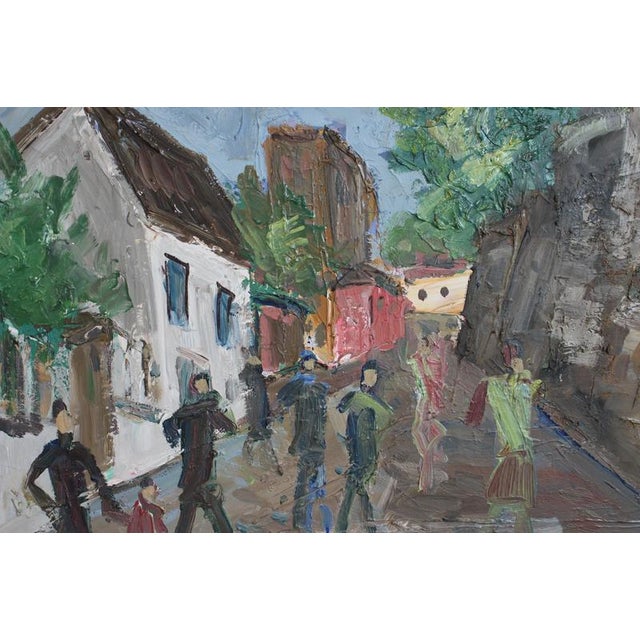 Roland Dubuc, Strollers in Montmartre, 1960s, Oil Painting on Canvas, Framed For Sale - Image 9 of 16