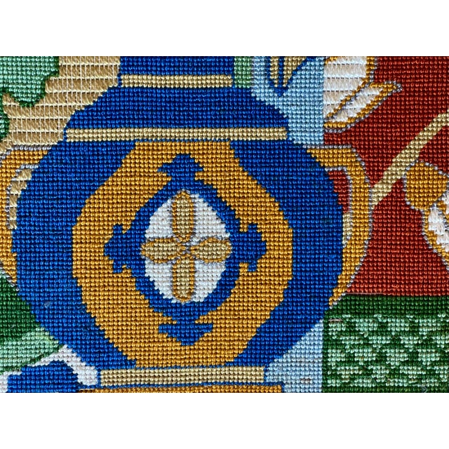 Chinoiserie Chinoiserie Needlepoint in Gilt Bamboo Frame For Sale - Image 3 of 10