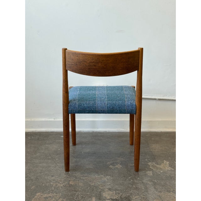 1960s Vintage Blue Tweed & Teak Side Chair For Sale - Image 5 of 10