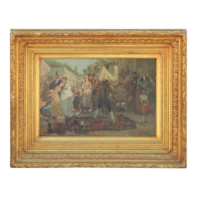 American Impressionist Street Scene Oil Painting For Sale