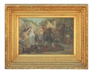 American Impressionist Street Scene Oil Painting