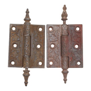Pair of Antique Cast Iron Victorian 2.5 X 3 In. Door Hinges For Sale