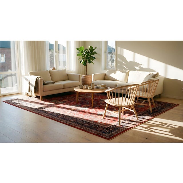 Sensational Red Color With Floral Design Antique Sarouk Farahan Rug For Sale - Image 9 of 9