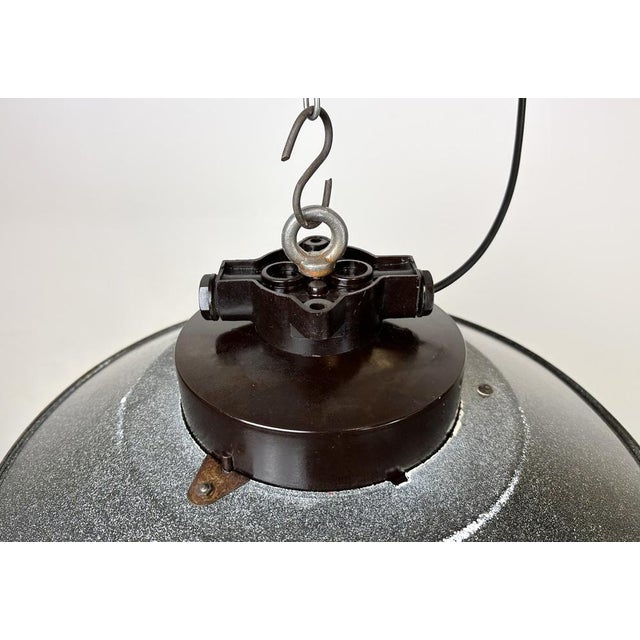 Industrial Grey Enamel Factory Hanging Lamp, 1960s For Sale - Image 6 of 14