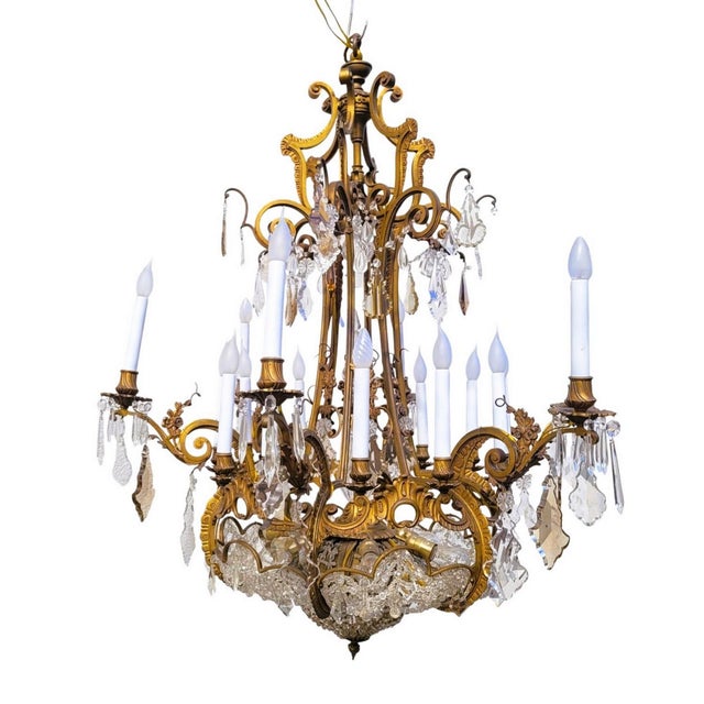 Large 20th Century Chandelier in Bronze and Crystal For Sale - Image 17 of 17
