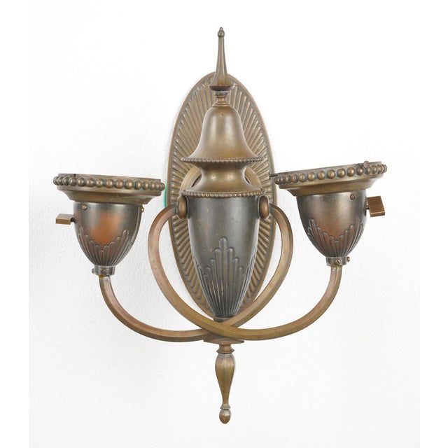 Art Deco Antique Art Deco Bradley & Hubbard Bronze Wall Sconces - a Pair For Sale - Image 3 of 8