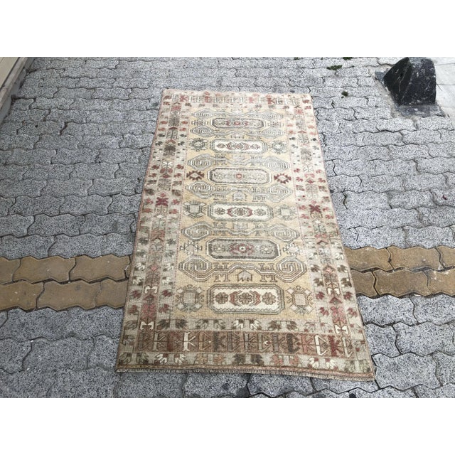 Turkish Vintage Camel Wool Rug For Sale - Image 11 of 11