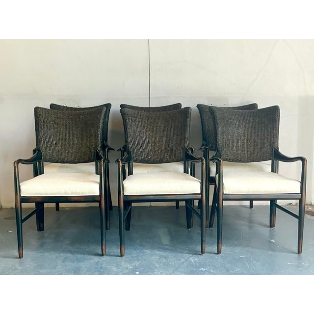 Vintage Boho Palecek “Catalina Cane” Arm Chairs - Set of 6 For Sale - Image 9 of 9