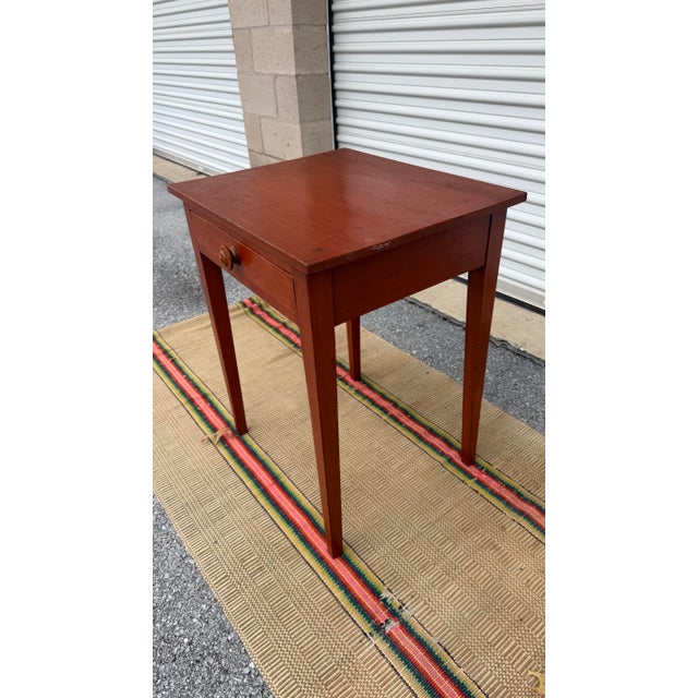 Farmhouse A Nice Antique Softwood Tapered Leg One Drawer Side Table, Pennsylvania, Circa 1830’s For Sale - Image 3 of 12