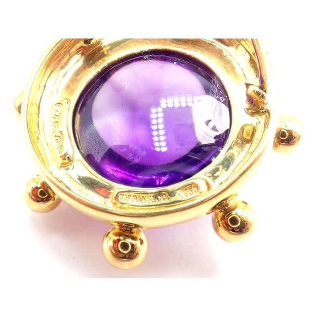 Tiffany and Co. 1980s Tiffany & Co. Paloma Picasso Yellow Gold Large Amethyst Pin Brooch For Sale - Image 4 of 7