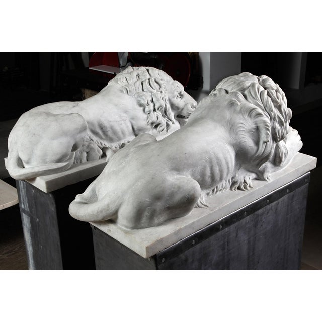 1990s Danilo Cervietti after Canova, Lions, Late 20th Century, Marble, Set of 2 For Sale - Image 5 of 13