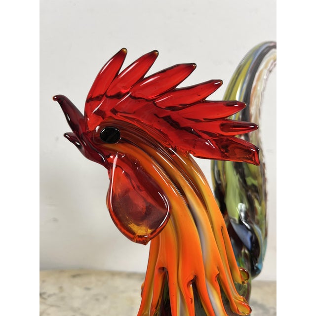 Large Mid-Century multicolored Murano glass rooster, 1960s Good condition, found in an apartment in my city, Palermo.
