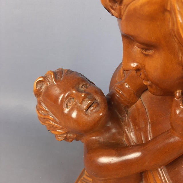 Carved Wooden Sculpture of Mother with Child, Italy, 1960s For Sale - Image 13 of 16