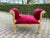 Wood 1970 French Artisan Louis XVI Red Velvet Beech Bench For Sale - Image 7 of 8