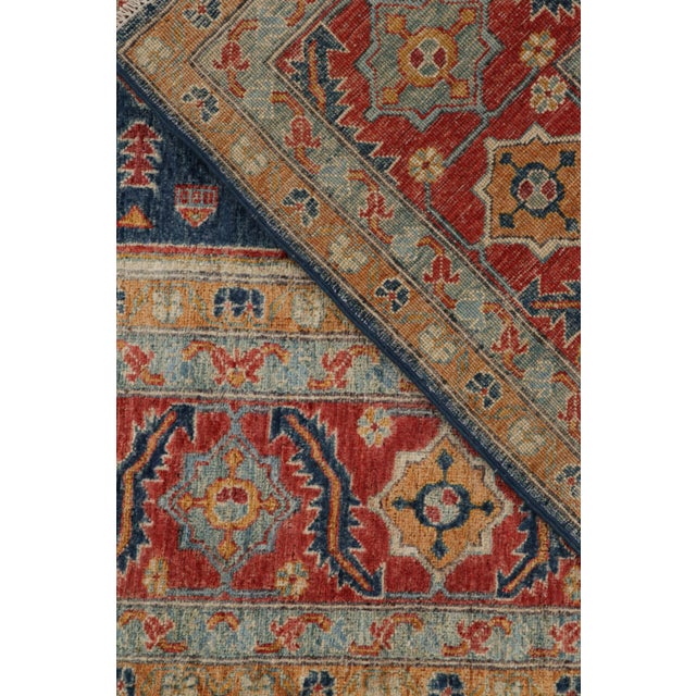 Textile 2010s Rug & Kilim’s Serapi Style Rug in Red, Blue & Gold With Medallion Pattern For Sale - Image 7 of 8