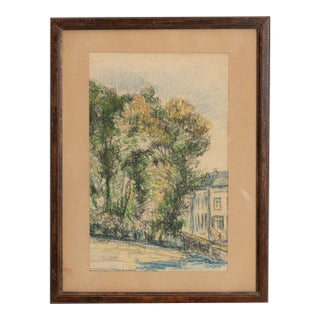 Early 20th Century Belgium Amber Wood Drawing For Sale