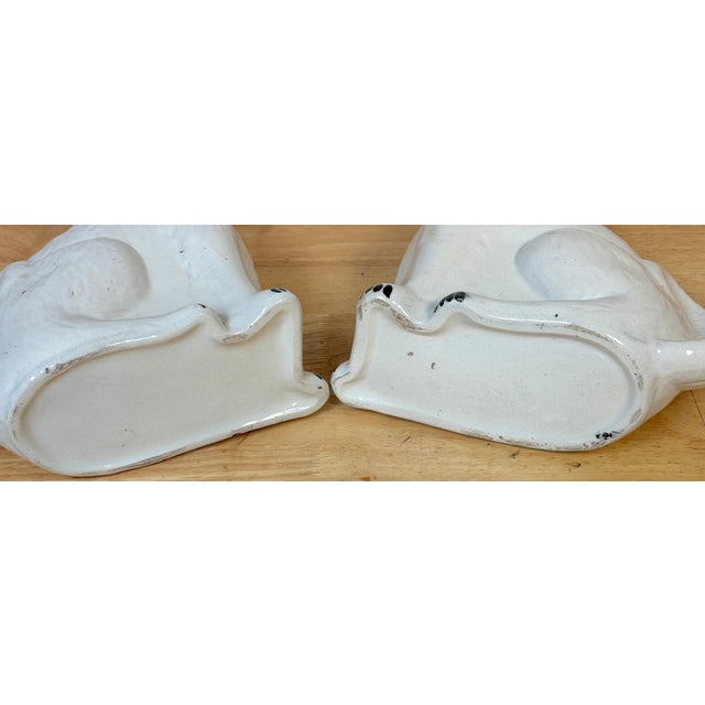 Large Pair Victorian Staffordshire Spaniel Dogs with Amber Glass Eyes, 1860s For Sale - Image 13 of 14